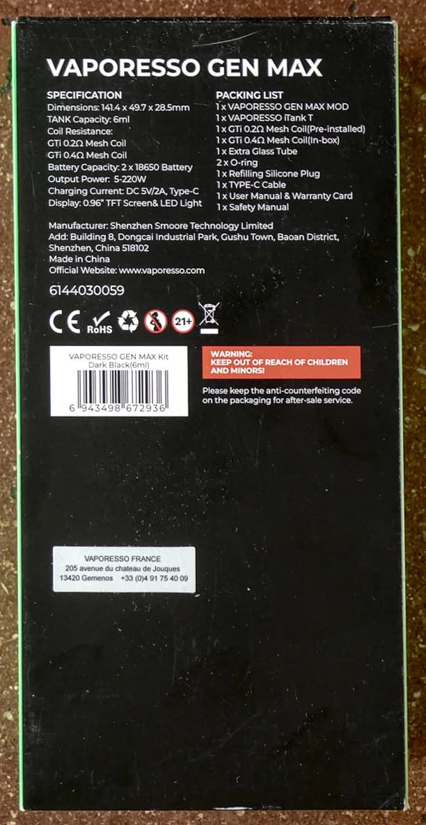 Photo secondaire 2 - Vaporesso Gen Max + batteries occasion