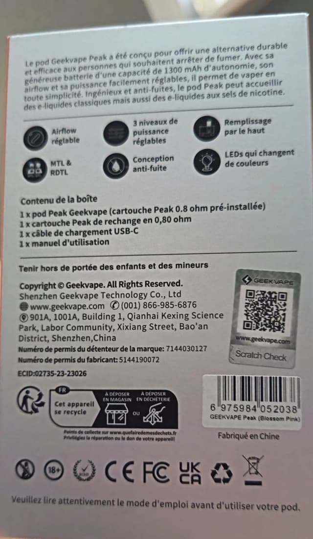 Photo secondaire 2 - Geekvape/PEAK rose occasion