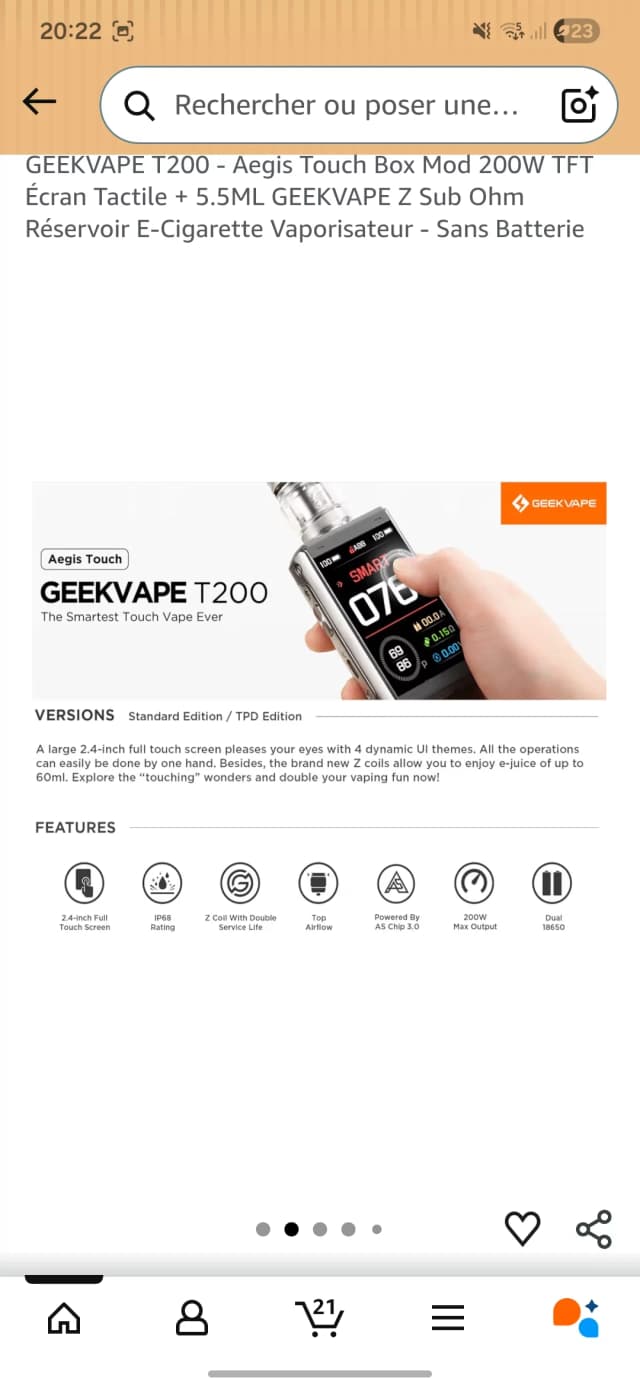 Photo secondaire 1 - Geekvape t200 occasion