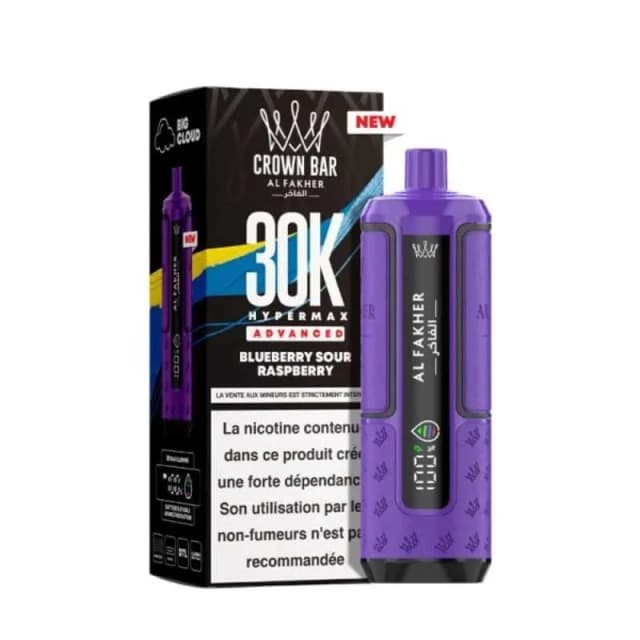 Comparer Puff HyperMax 30K Crown Bar - Al Fakher - 6 mg - Blueberry Sour Raspberry - Cigarettes électroniques avec un prix minimum de 14.90€