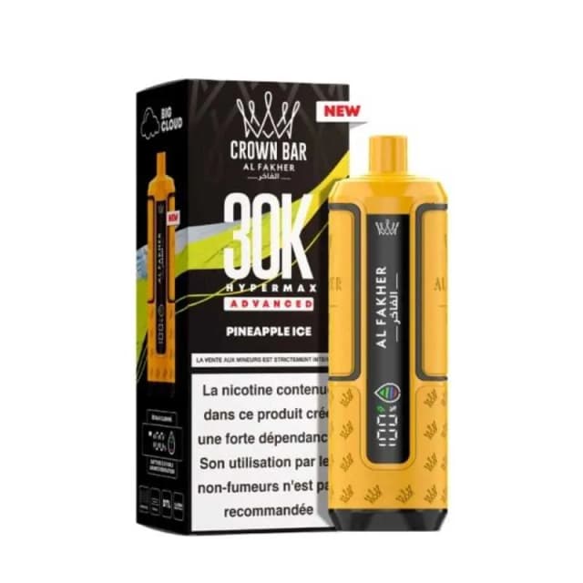 Comparer Puff HyperMax 30K Crown Bar - Al Fakher - 6 mg - Pineapple Ice - Cigarettes électroniques avec un prix minimum de 14.90€