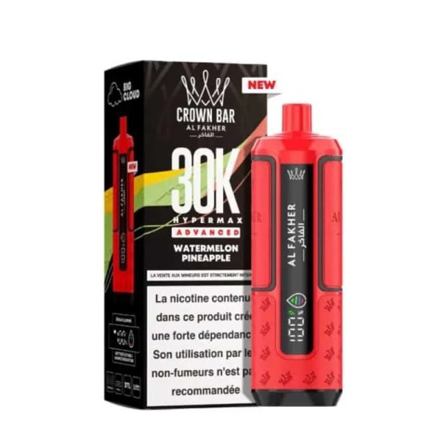 Comparer Puff HyperMax 30K Crown Bar - Al Fakher - 6 mg - Watermelon Pineapple - Cigarettes électroniques avec un prix minimum de 14.90€