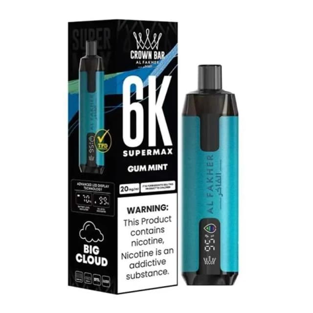 Comparer Puff SuperMax 6K Crown Bar - Al Fakher - 20 mg - Gum Mint - Cigarettes électroniques avec un prix minimum de 8.20€